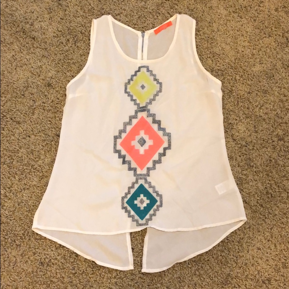 Sheer Geometric Prink Tank Top